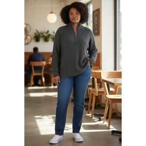 Torrid Relaxed Super Soft Rib Quarter Zip Sweatshirt dark gray size 3X